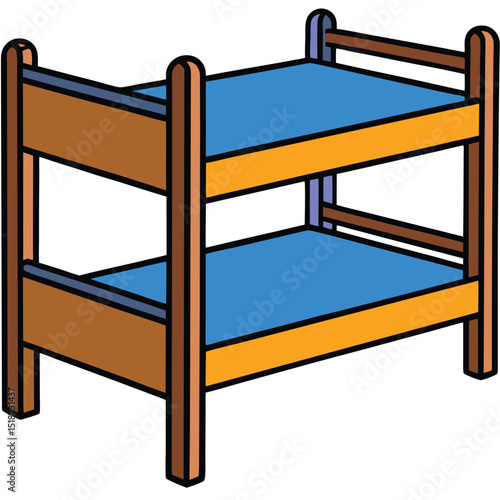 Illustration of a yellow and black bunk bed isolated on transparent background