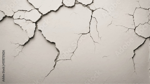 Cracked concrete wall texture. White Concrete Wall with Cracks and Worn Edges. Cracked wall. 