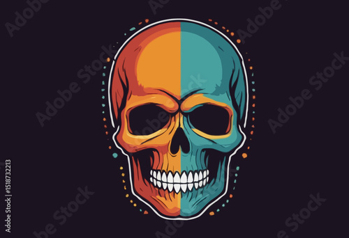 skull illustration with pixel style and retro poster t shirt design, vector graphic, typographic poster or tshirts street wear and Urban style