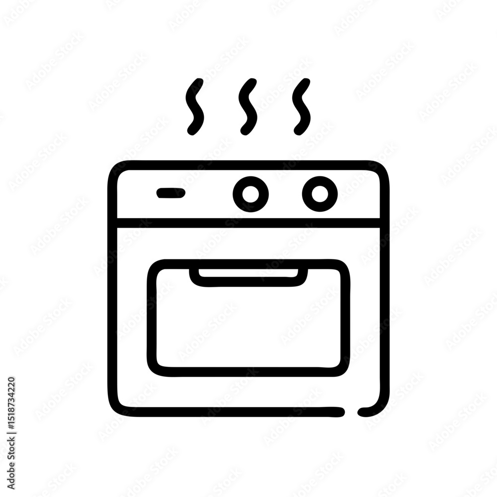 Simple depiction of a kitchen appliance with steam rising, featuring a minimalist line art style design Simple depiction of a kitchen appliance with steam rising, featuring a minimalist line art style design