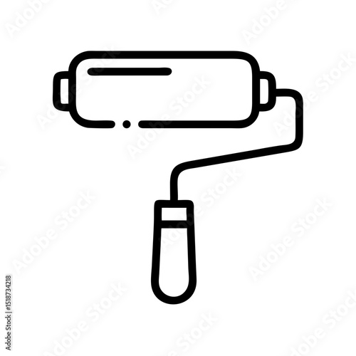 Depiction of a paint roller with a handle and cylindrical applicator on a white background design graphic