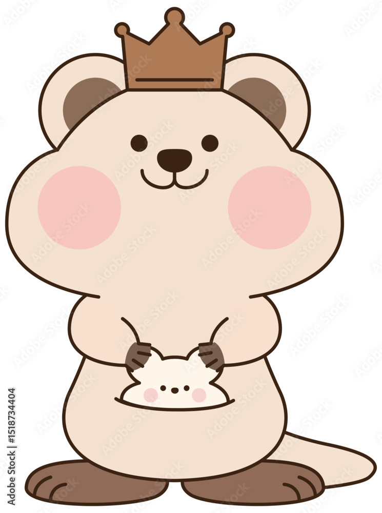 Fototapeta premium Noble Quokka with Bronze Crown