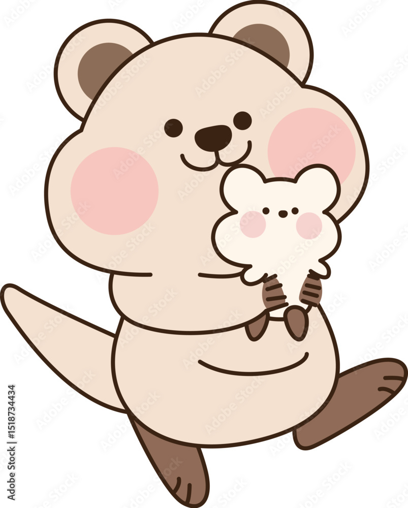Obraz premium Adorable Quokka Hugging Little Friend