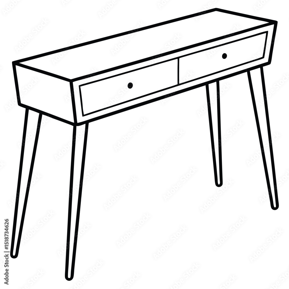 Illustration of a console table isolated on transparent background Illustration of a console table isolated on transparent background