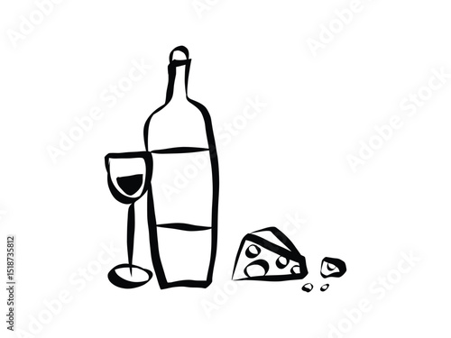 Hand drawn coquette dinner doodles. Vintage cute symbols with la dolce vita aesthetic in simple crayon and sketch style. Trendy art for menus and wedding invitations. whimsical vector illustration.