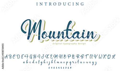 Mountain Font Stylish brush painted an uppercase vector letters, alphabet, typeface
