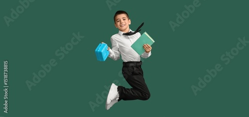 Little schoolboy with lunch...