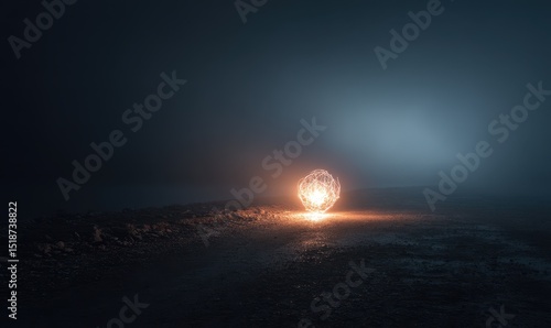 Wallpaper Mural Illuminated sphere on a dark, rocky landscape. Torontodigital.ca