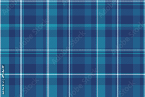 Teen textile fabric vector, pastel check pattern plaid. Handsome background texture tartan seamless in cyan and blue colors.