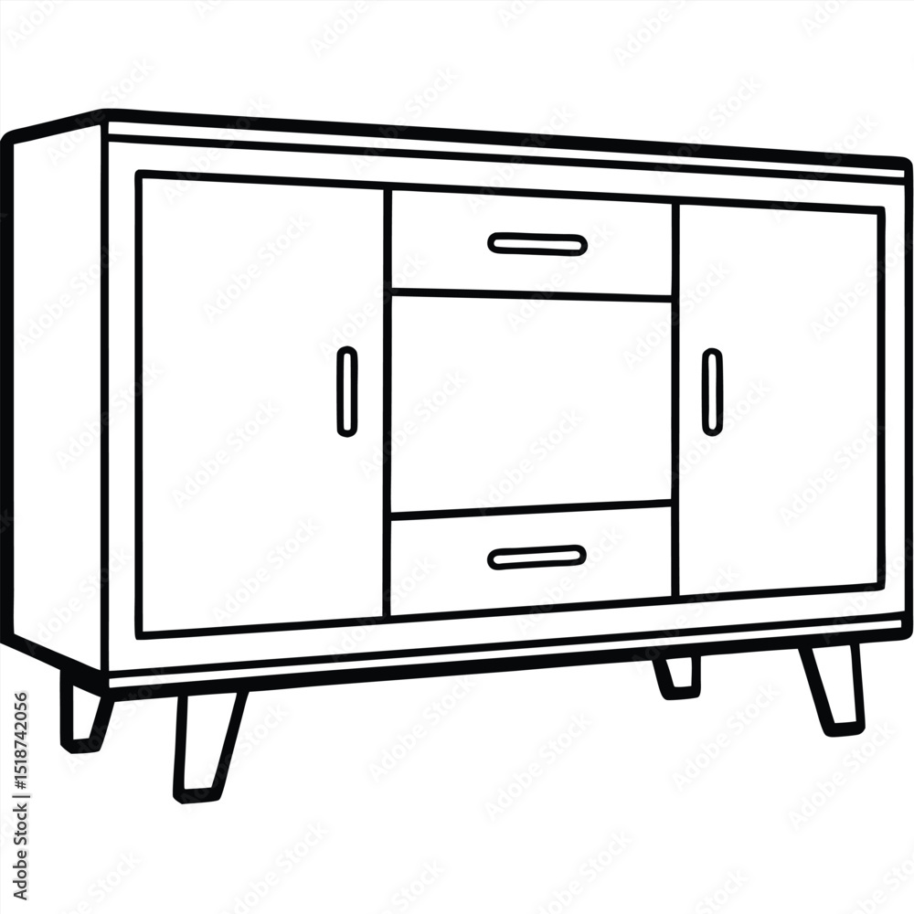 Illustration of a cabinet with doors isolated on transparent background Illustration of a cabinet with doors isolated on transparent background