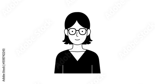 Smiling Woman Wearing Glasses and a Dark Top