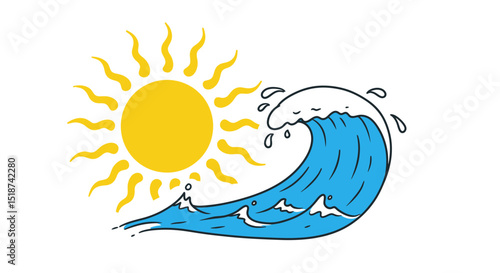 Sunny Day Ocean Wave Illustration
