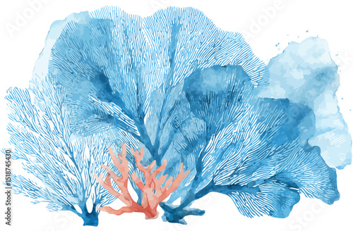 Stunning Watercolor Illustration of Underwater Coral Reef Scene