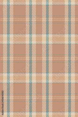 Grungy tartan texture background, britain fabric seamless vector. Sparse plaid check pattern textile in orange and light colors.