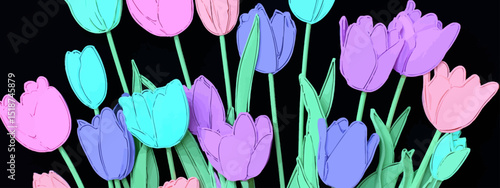 Pastel Tulips Bouquet A Vibrant Springtime Illustration