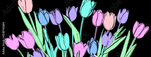 Pastel Tulips Bouquet A Delicate Springtime Illustration