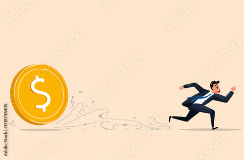 Businessman Chasing Financial Success Pursuit of Wealth and Prosperity