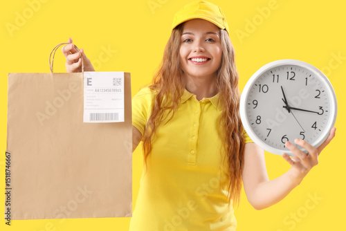 Female courier with paper b...