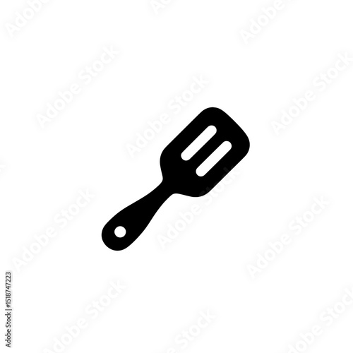 Cooking Spatula Icon in Solid Black Representing Kitchen Tool or Utensil