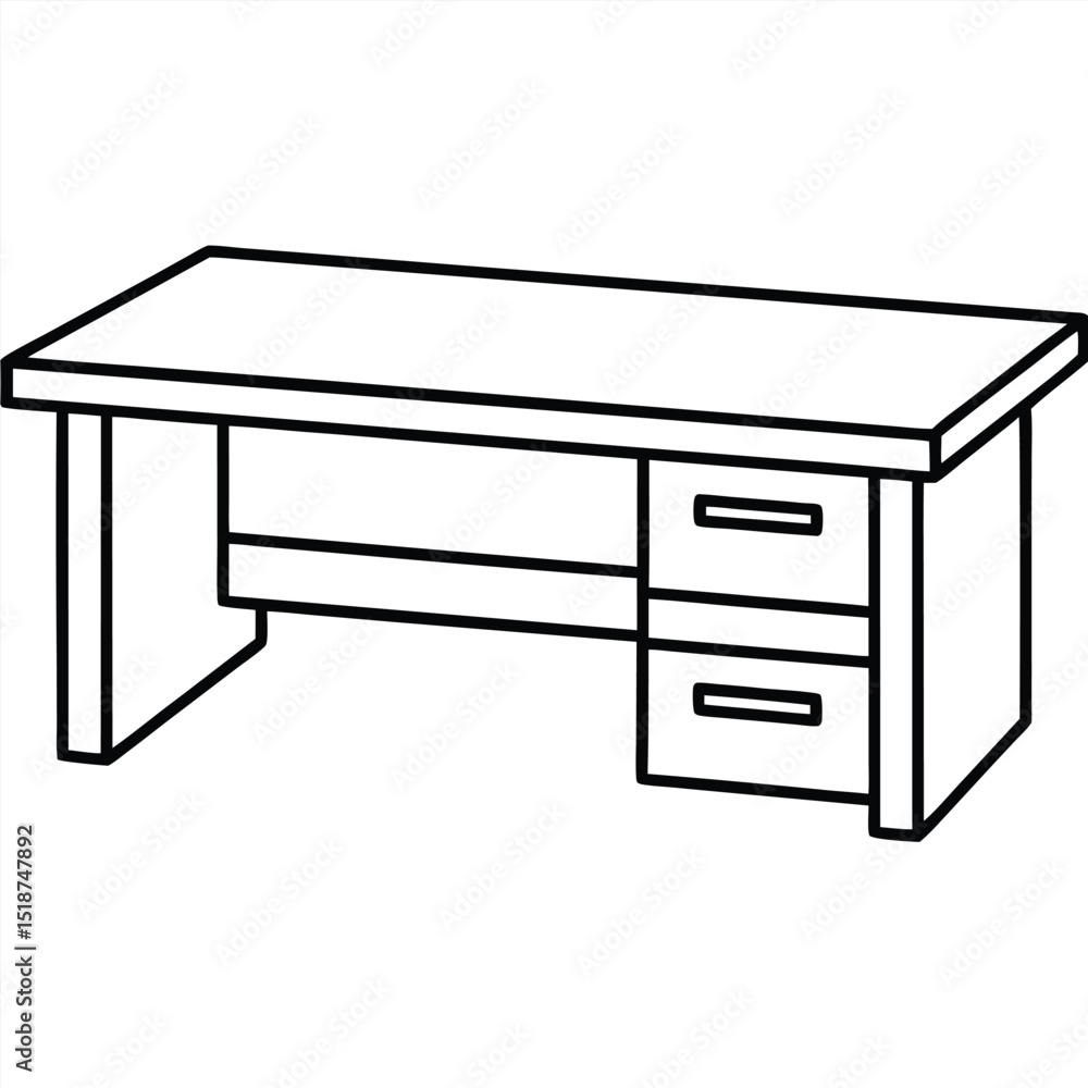 Illustration of a desk with drawer isolated on transparent background Illustration of a desk with drawer isolated on transparent background