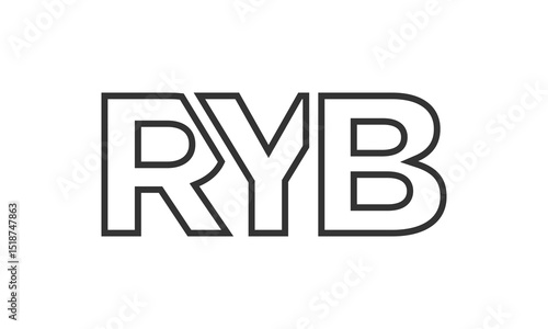 RYB logo design template with strong and modern bold text. Initial based vector logotype featuring simple and minimal typography. Trendy company identity.