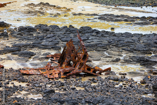 Shipwreck Remains on Rocky Shore - September 20, 2011