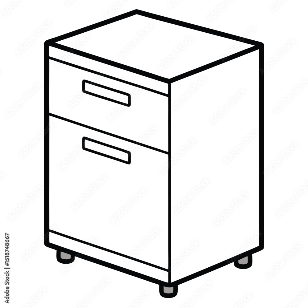Filing cabinet with two drawers isolated on transparent background Filing cabinet with two drawers isolated on transparent background