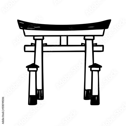 鳥居　線画　手書き