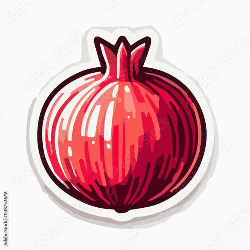Red onion illustration in hand-drawn style for healthy eating icon  