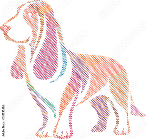 Elegant Basset Hound Dog Sketch in Stylized Design