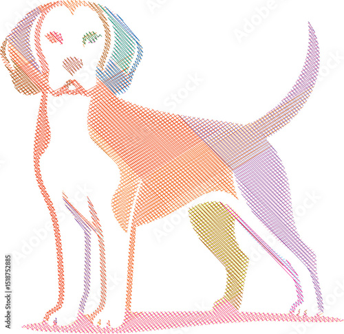 Beagle Dog in Stylized Line Art