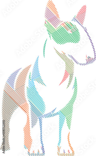 Elegant English Bull Terrier Dog Sketch in Stylized Design Illustration