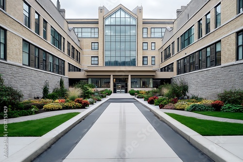 Wallpaper Mural Modern architectural courtyard showcase urban landscape photography tranquil environment ground-level view contemporary design Torontodigital.ca