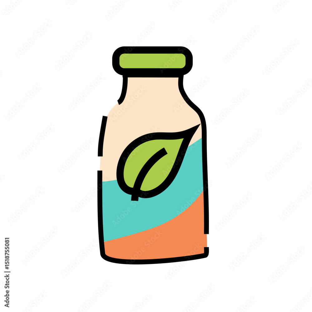 Eco bottle icon. Green leaf emblem. Blue orange palette. Vector nature product. Eco bottle icon. Green leaf emblem. Blue orange palette. Vector nature product.