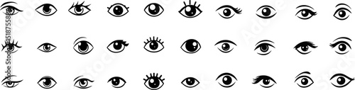 Eye icon set. Eyesight symbol. Simple eye collection isolated on white background.