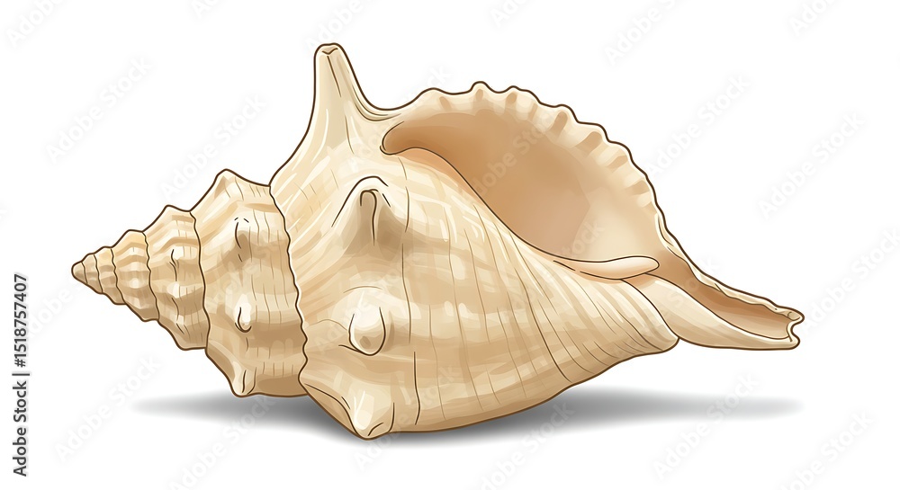 Naklejka premium Isolated Conch Shell Illustration on White Background