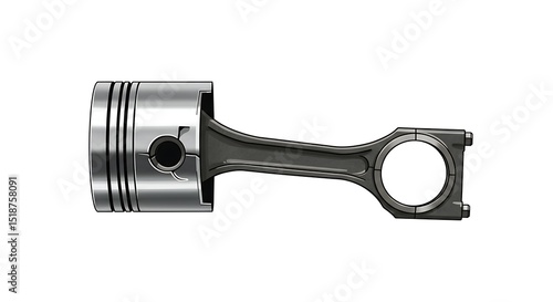 Engine Piston and Connecting Rod Component Illustration