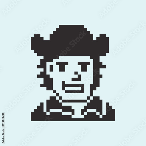 this is character face icon use 1 bit style in pixel art with black color and white background ,this item good for presentations,stickers, icons, t shirt design,game asset,logo and your project.