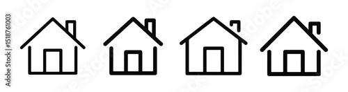 Home House Icon Set Vector Outline – Real Estate, Property, and Homepage Symbols. Transparent background