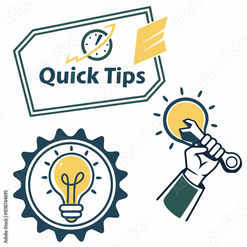 Quick tips banner with clock, arrow, and wrench