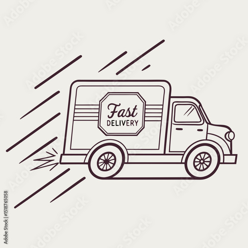 Fast delivery truck illustration, speeding motion lines