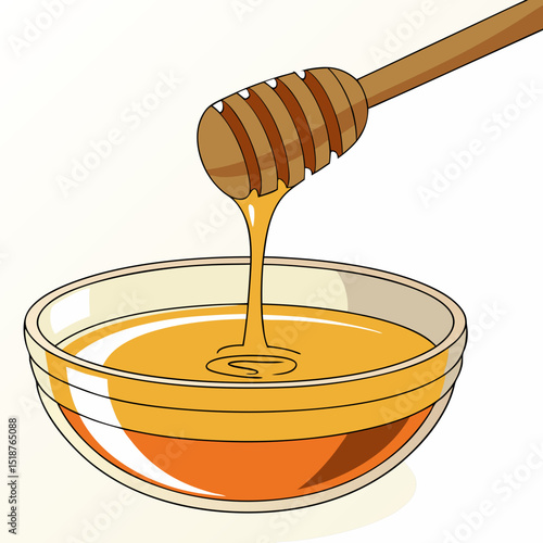 Honey dripping from a wooden dipper into a bowl (1)