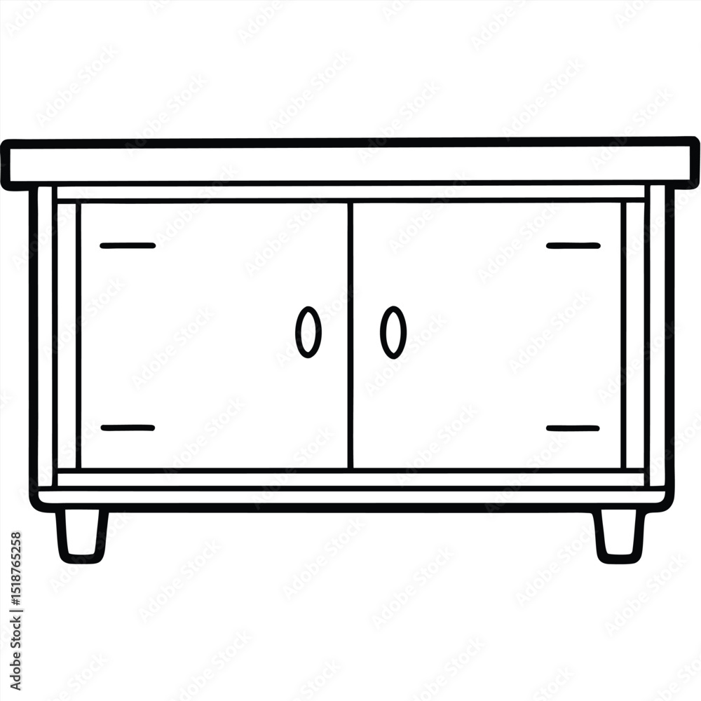Line art of a cabinet with drawers isolated on transparent background Line art of a cabinet with drawers isolated on transparent background