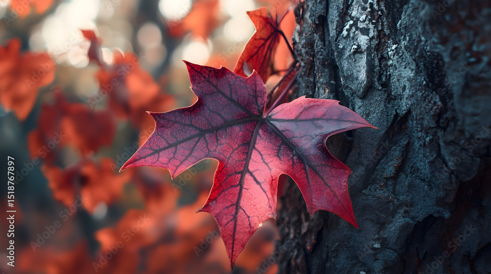 Fototapeta premium A leaf is on a tree branch