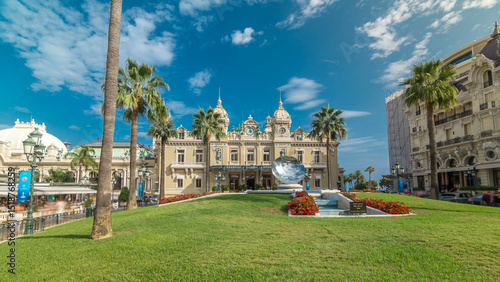 Bild auf Leinwand 19th century baroque style palace of the Monte Carlo Casino in Monaco timelapse