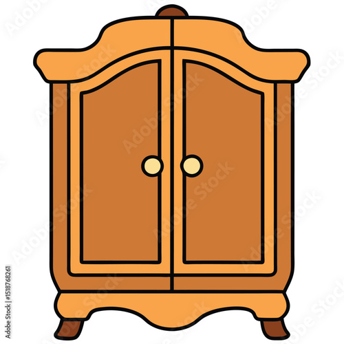 Wooden nightstand with three drawers isolated on transparent background