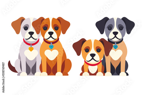 Cute Cartoon Dogs-Adorable Puppy Illustration-Family of Dogs-Dog Breed Clipart-Pet Adoption Art-Animal Illustration-Vector Graphic-Dog Lovers Gift-Modern Dog Design
