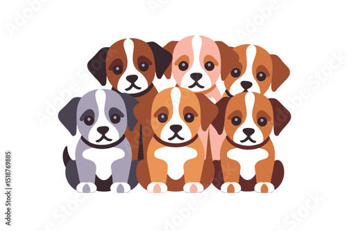 Cute Puppy Pile Illustration-Adorable Cartoon Dog Characters-Perfect for Animal Lovers-Download This Sweet Vector Graphic Today