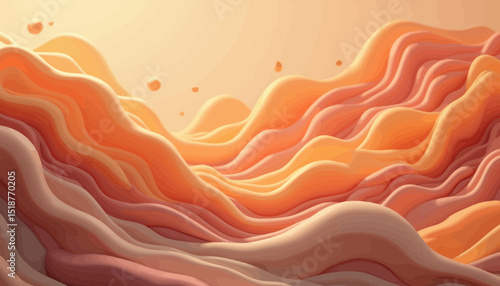 Abstract Orange Pink Waves Landscape