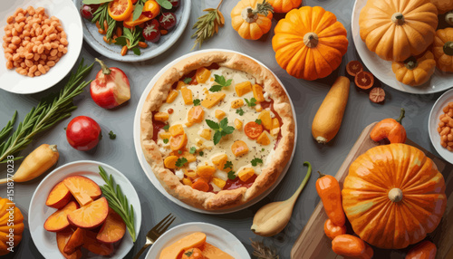 Autumnal Pumpkin Pizza with Roasted Vegetables and Pasta